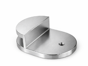 Glass Shelf Bracket - Round 50mm x 69mm x 18mm with Vertical Leg - Satin Chrome